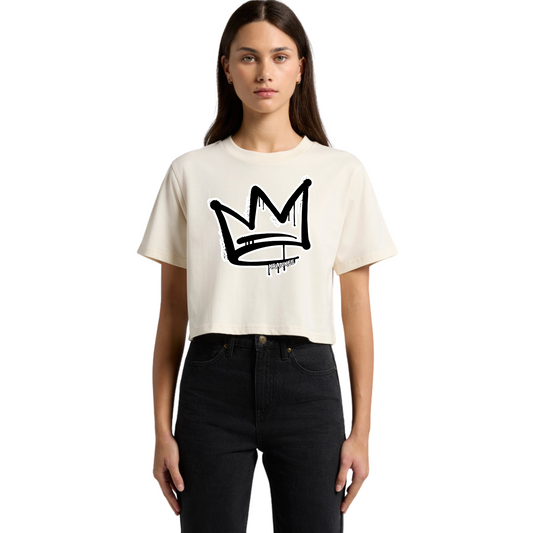 B/W Front Crown - Womens Crop Tee
