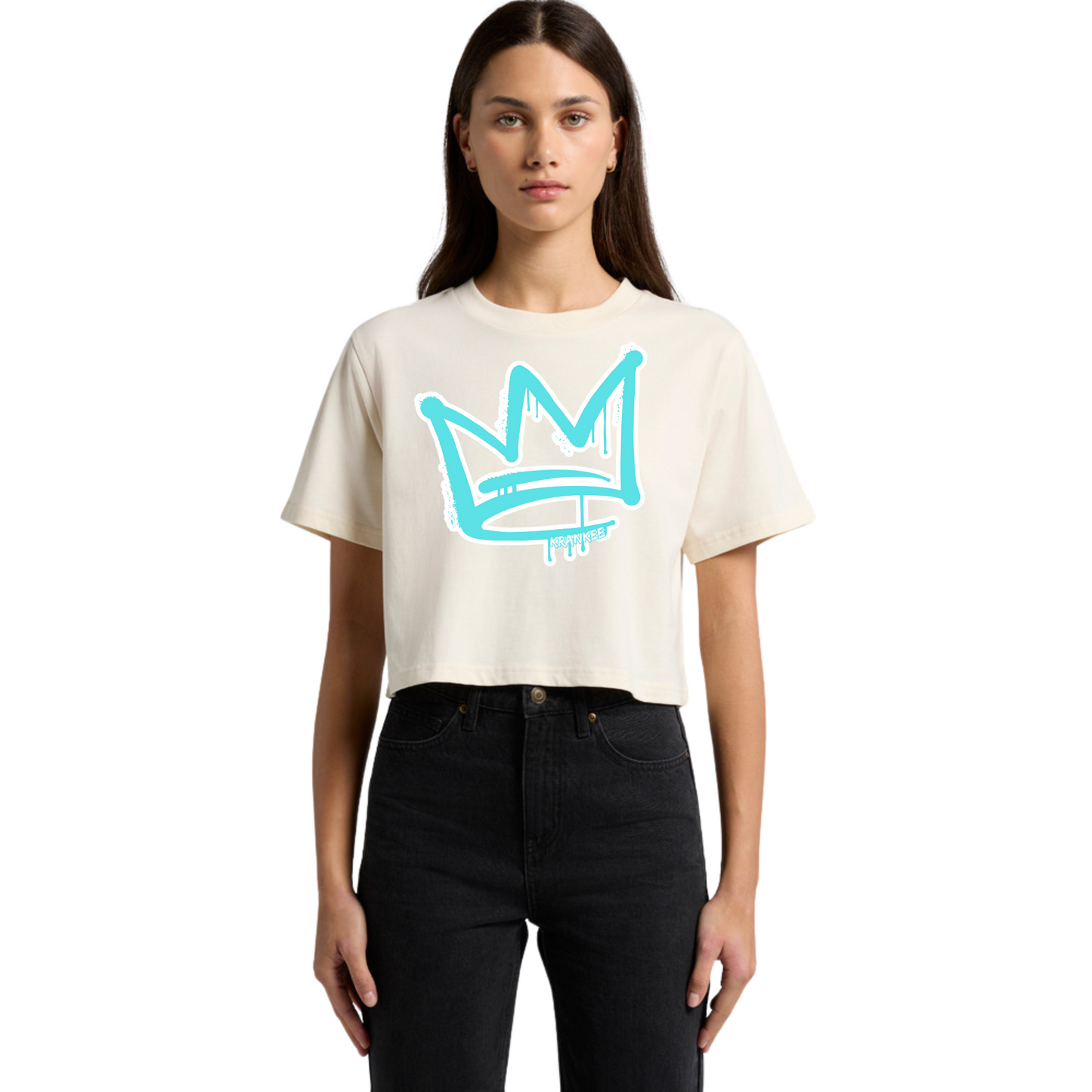 Aqua Front Crown - Womens Crop Tee