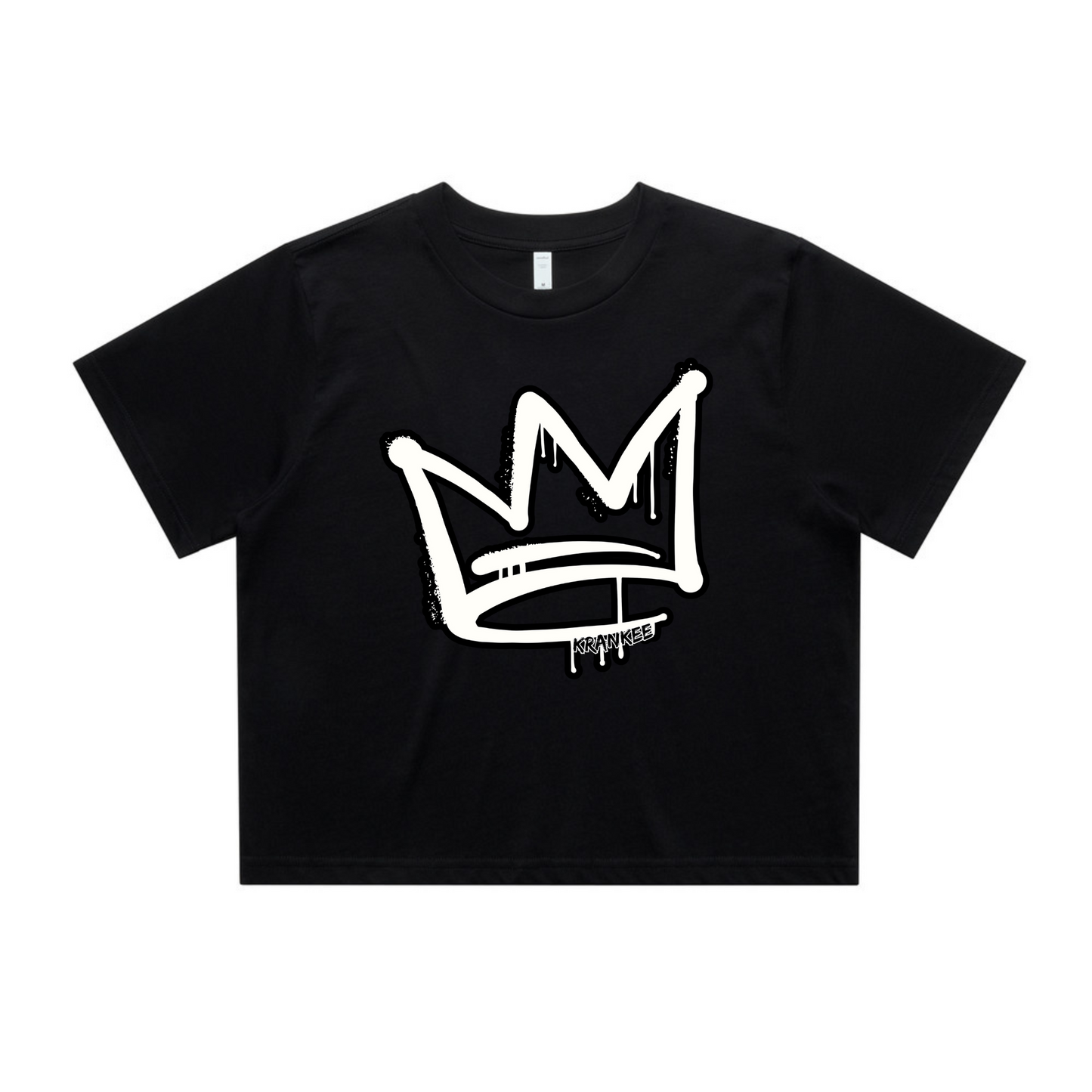 B/W Front Crown - Womens Crop Tee