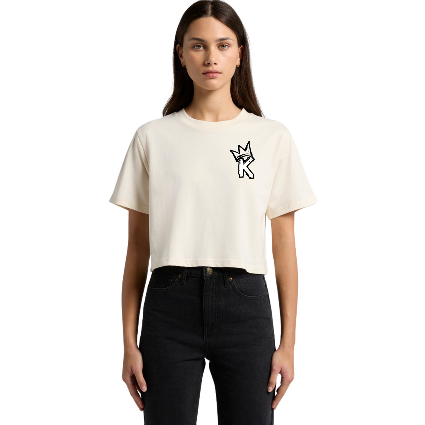 B/W Back Crown - Womens Crop Tee