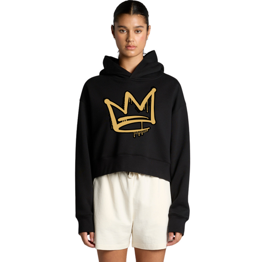 Gold Front Crown - Womens Crop Hoodie