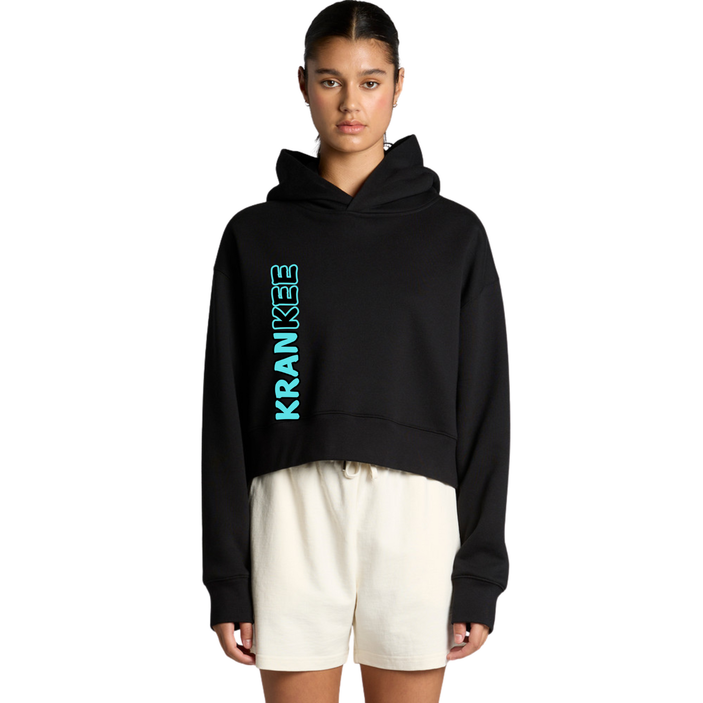 Blue Krankee Split - Womens Crop Hoodie