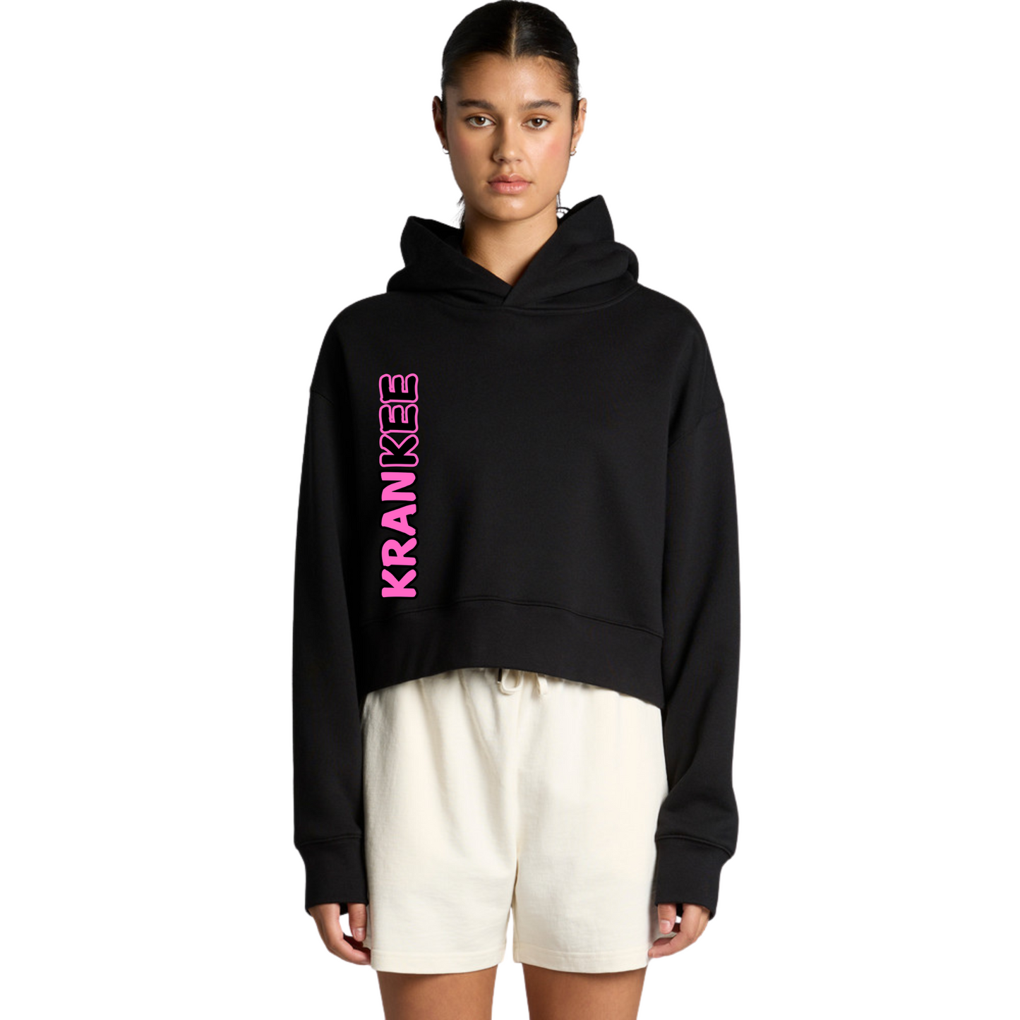 Pink Krankee Split - Womens Crop Hoodie