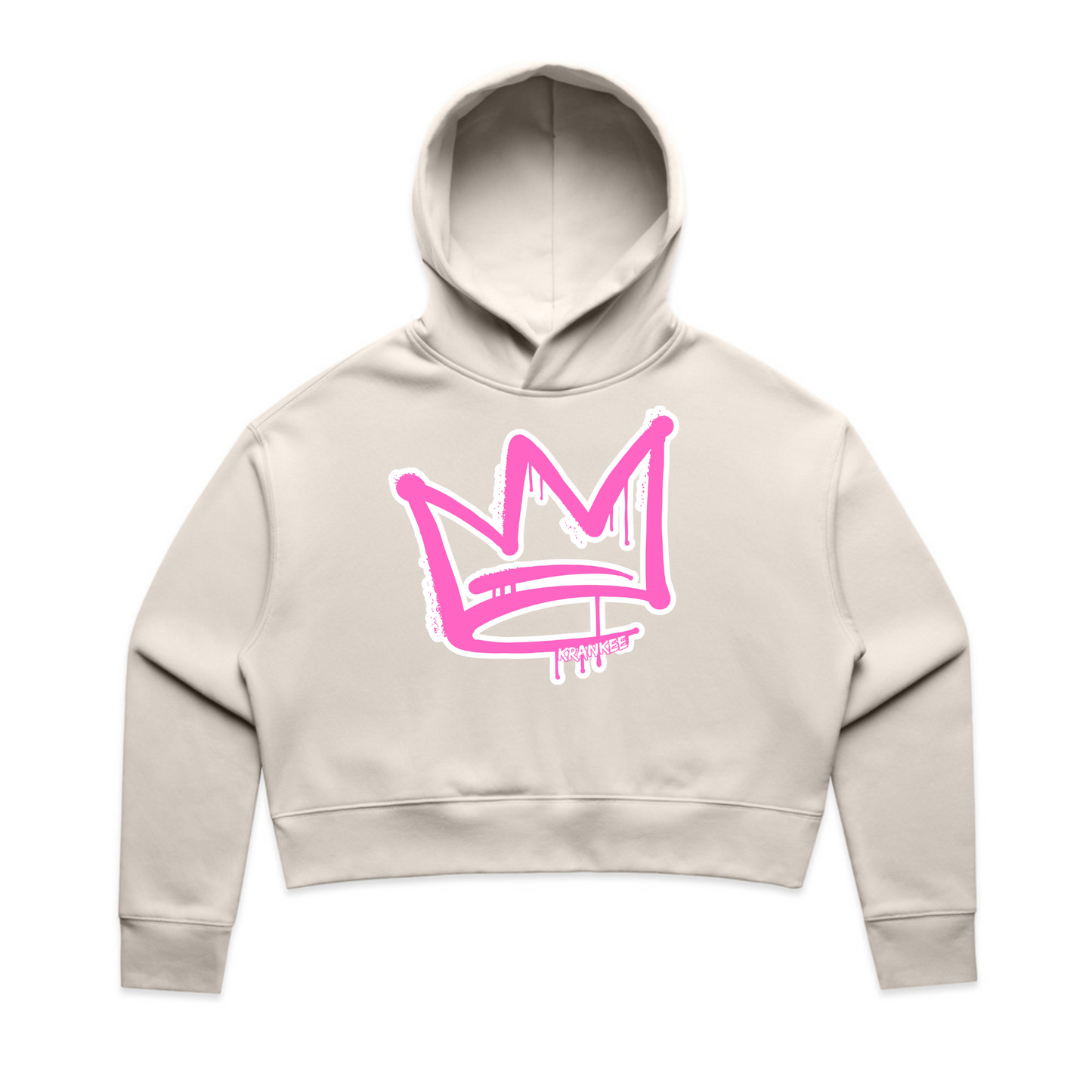Pink Front Crown - Womens Crop Hoodie