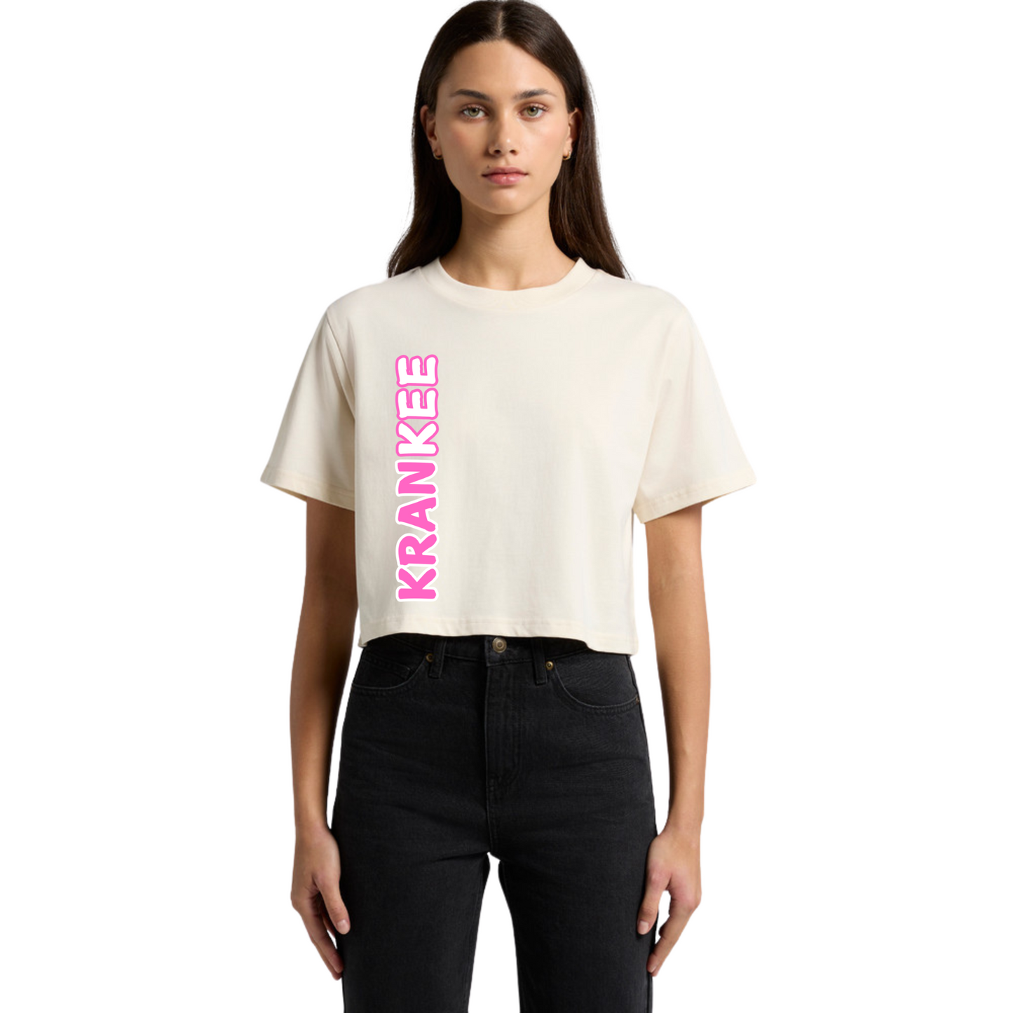 Pink Krankee Split - Womens Crop Tee