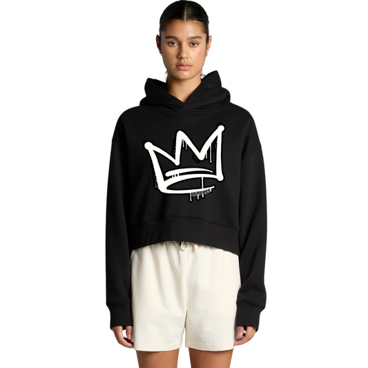 B/W Front Crown - Womens Crop Hoodie