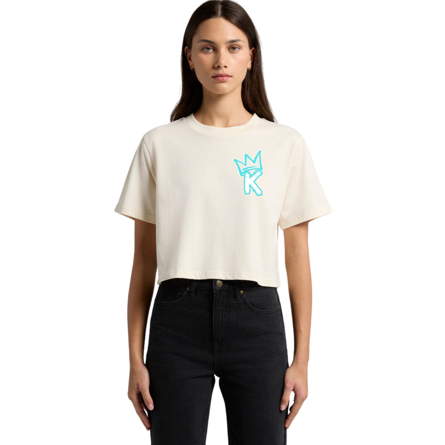 Aqua Back Crown - Womens Crop Tee