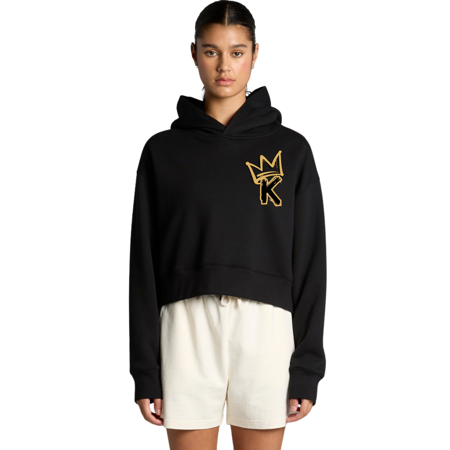 Gold Back Crown - Womens Crop Hoodie