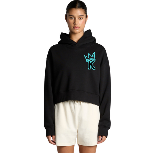 Aqua Back Crown - Womens Crop Hoodie