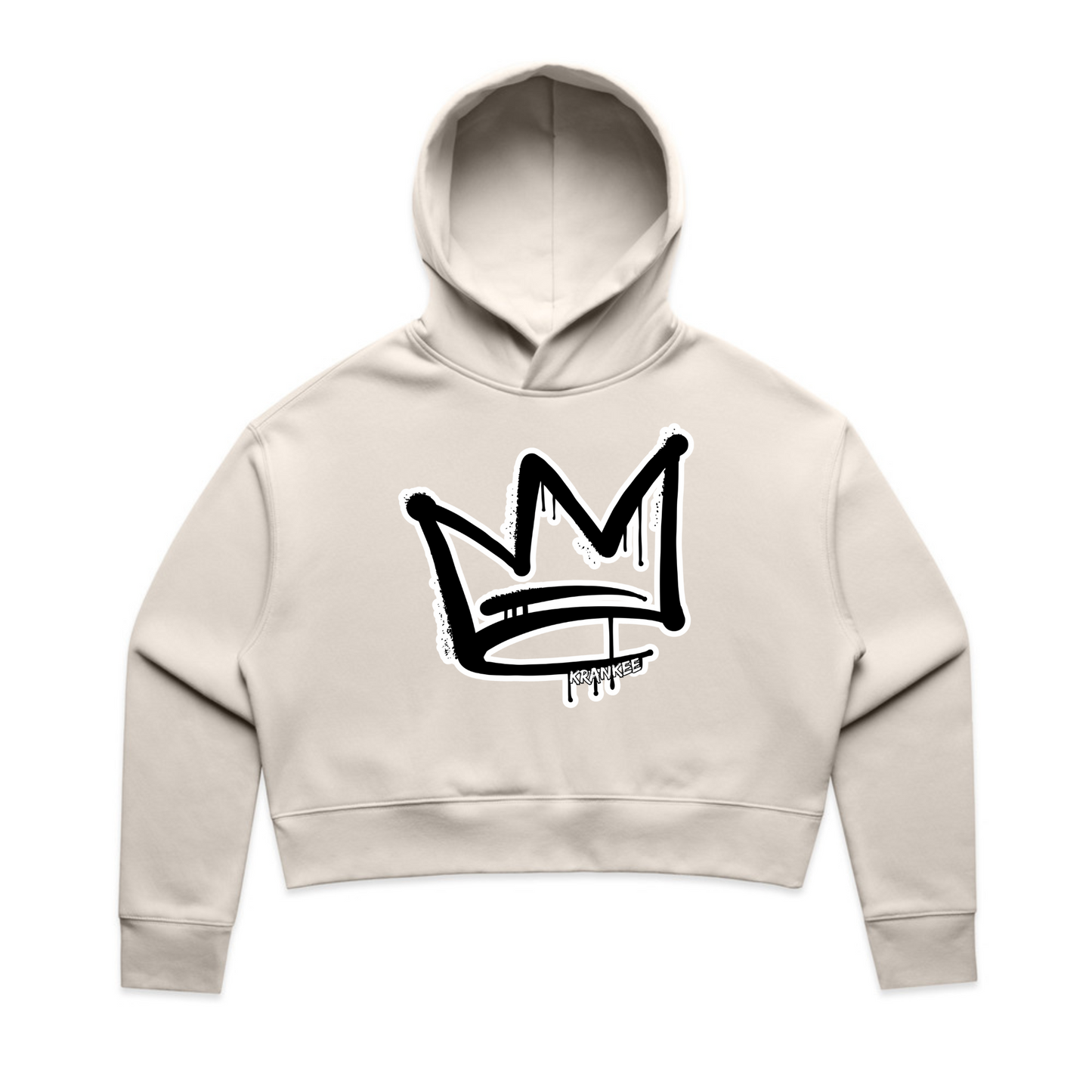 B/W Front Crown - Womens Crop Hoodie