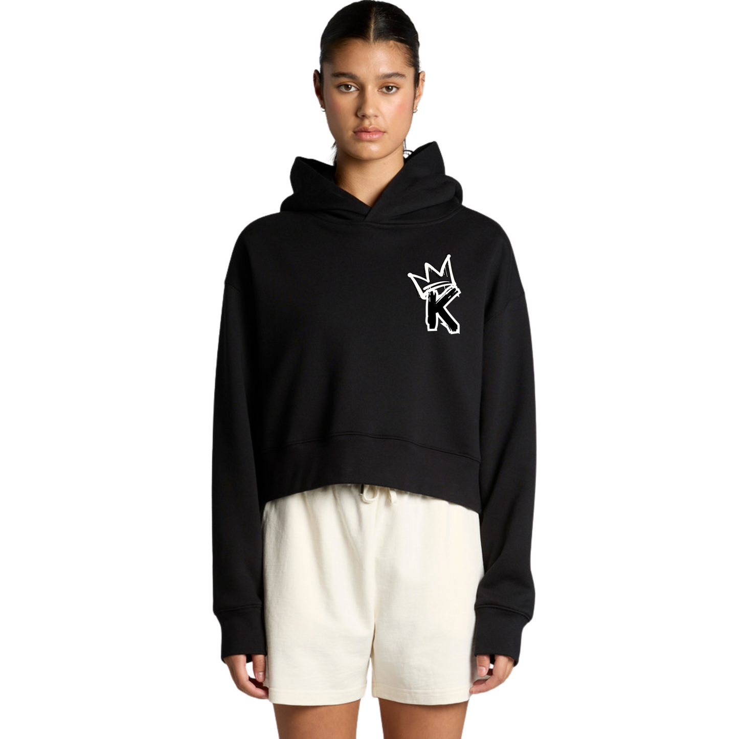 B/W Back Crown - Womens Crop Hoodie