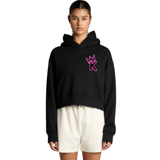 Pink Back Crown - Womens Crop Hoodie