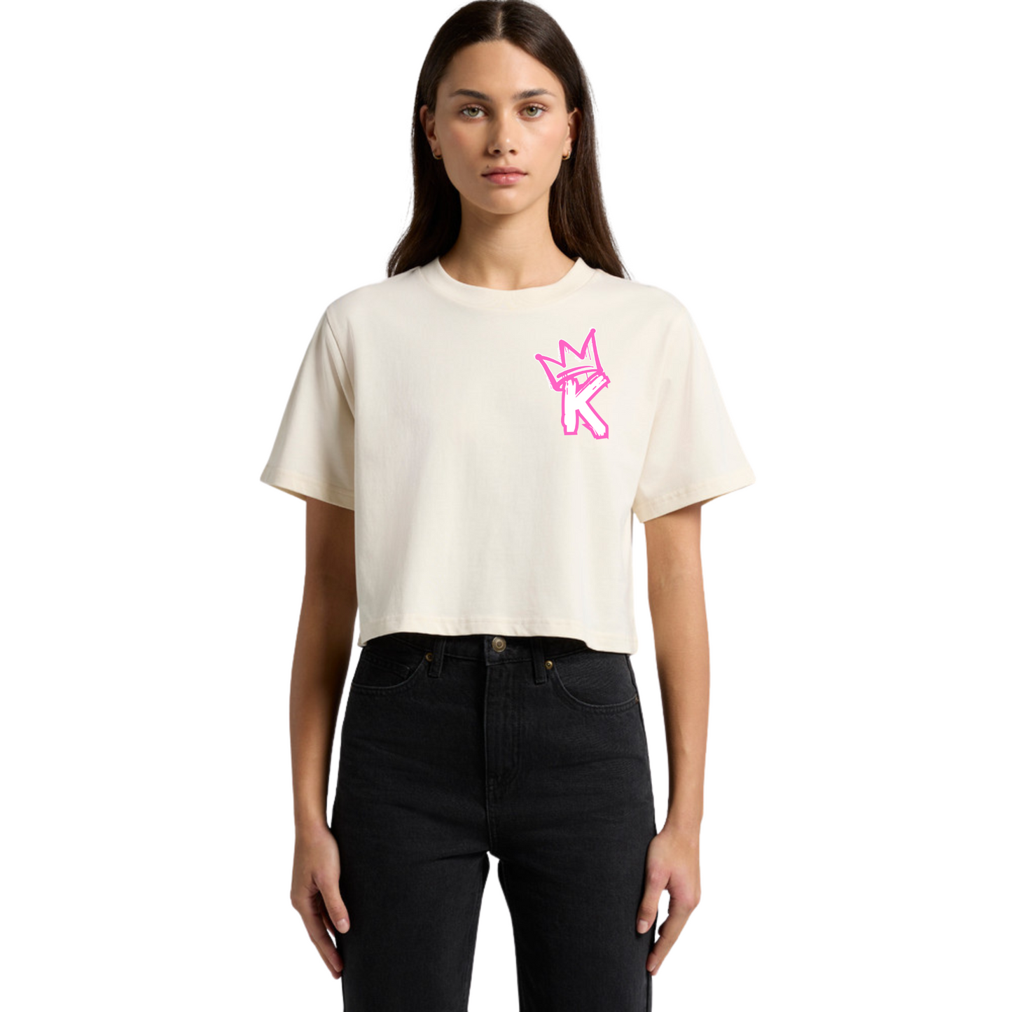 Pink Back Crown - Womens Crop Tee