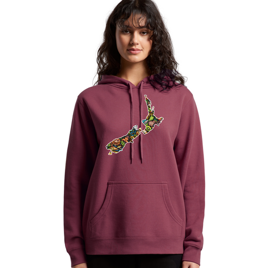 Womens NZ Map Collage Hoodie