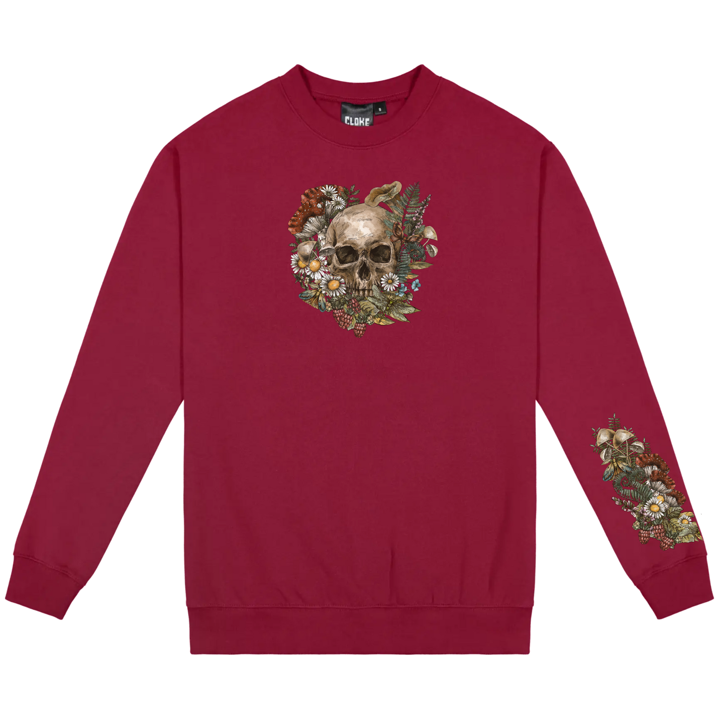 Mens Wild Flora Skull Crew Neck