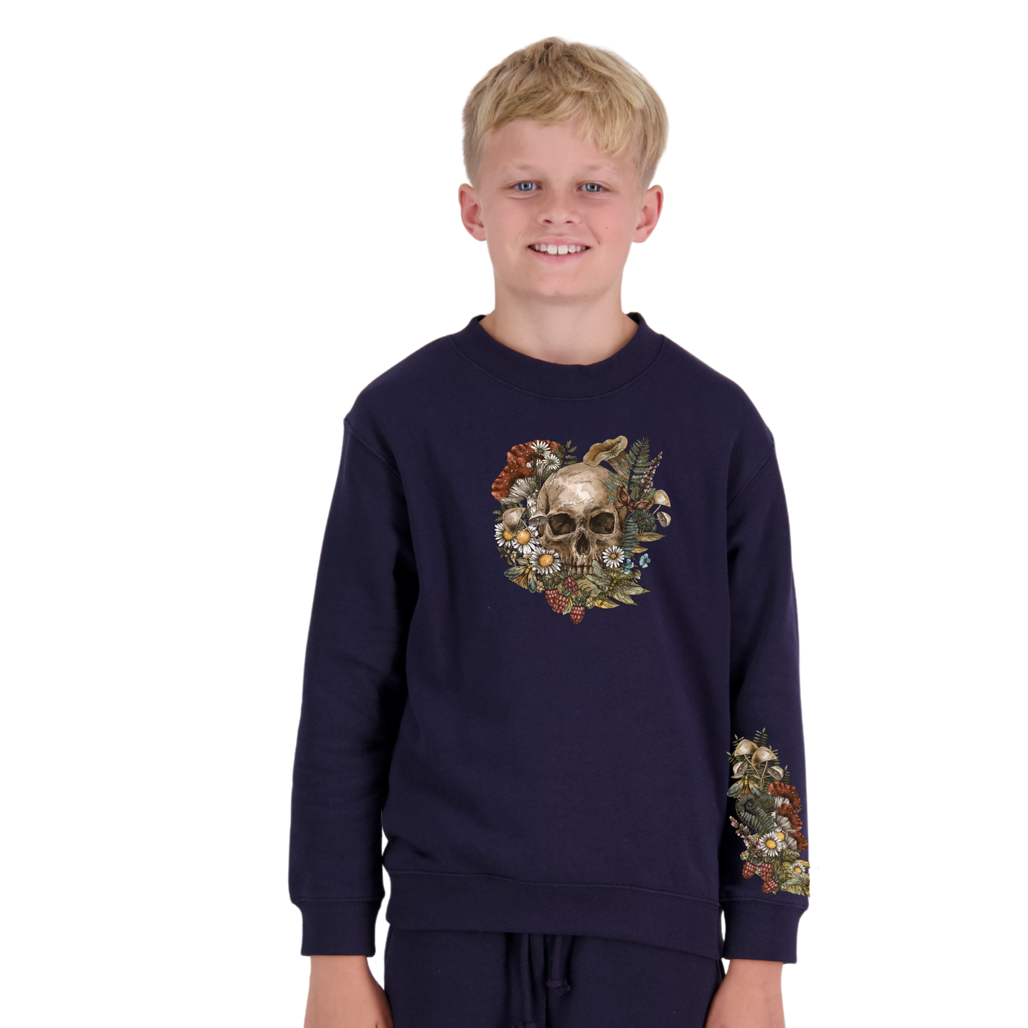 Kids Wild Flora Skull Crew Neck