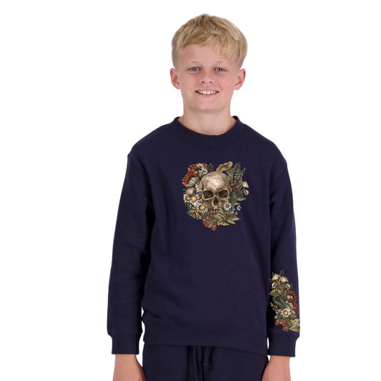 Kids Wild Flora Skull Crew Neck