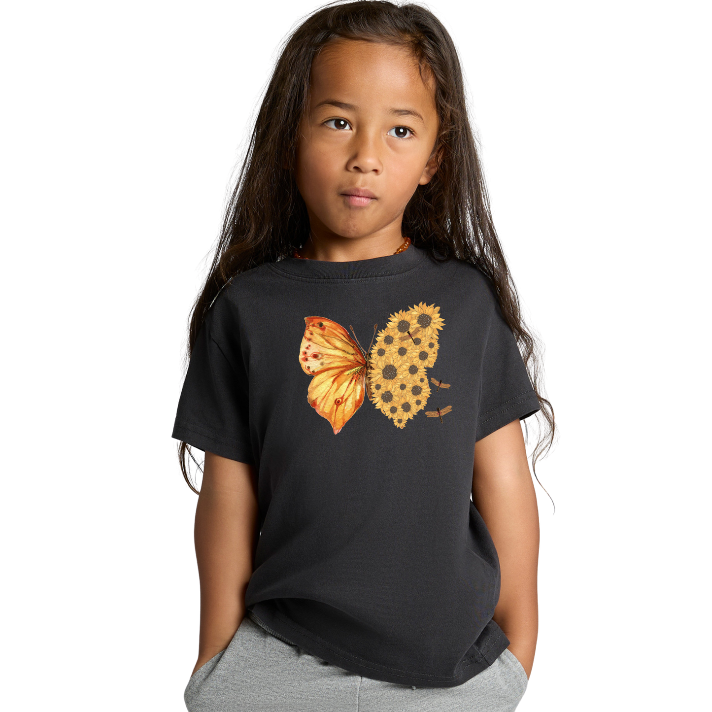 Kids Flutterby Sunflower Heavy Tee