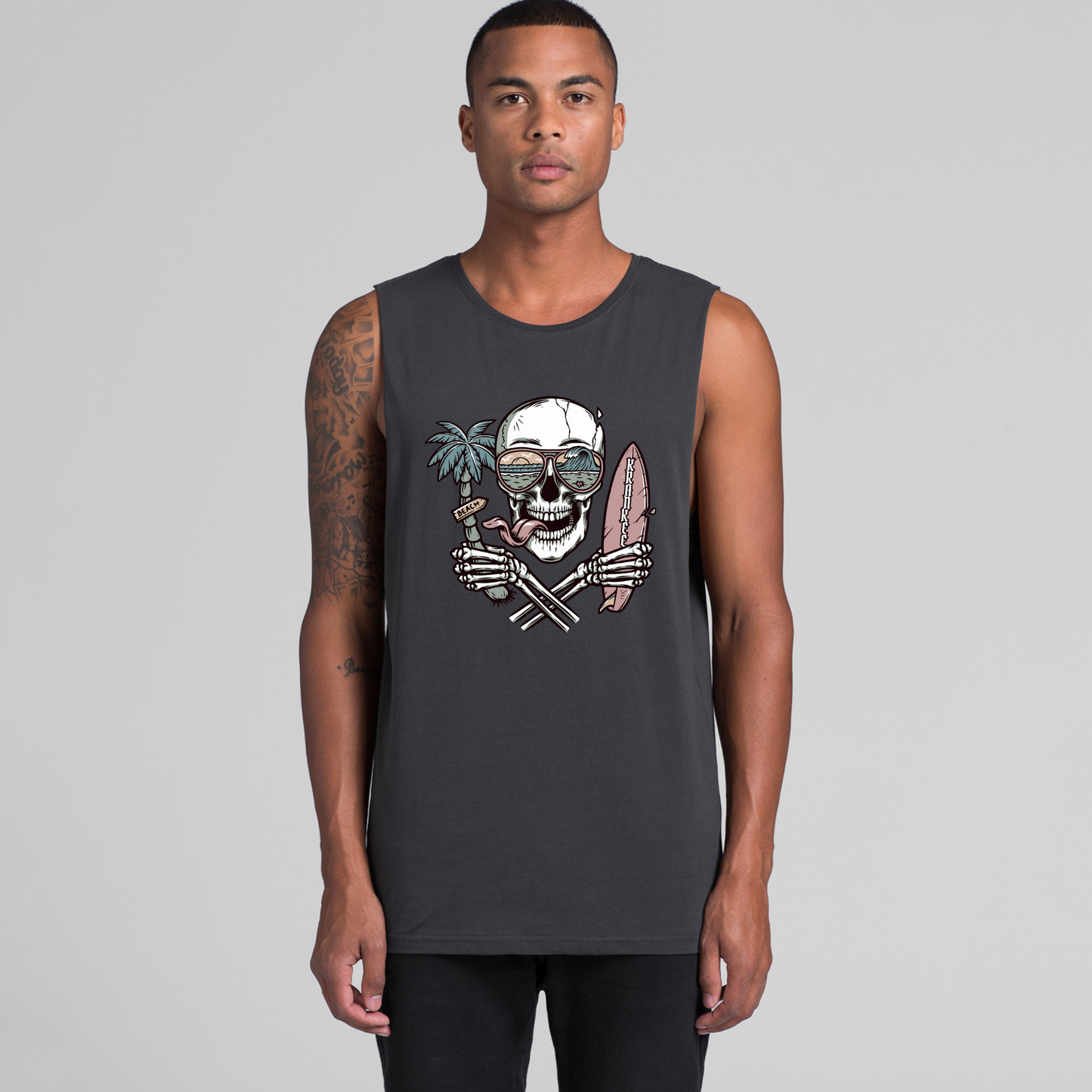 Mens Surf Skull Low Armpit Tank