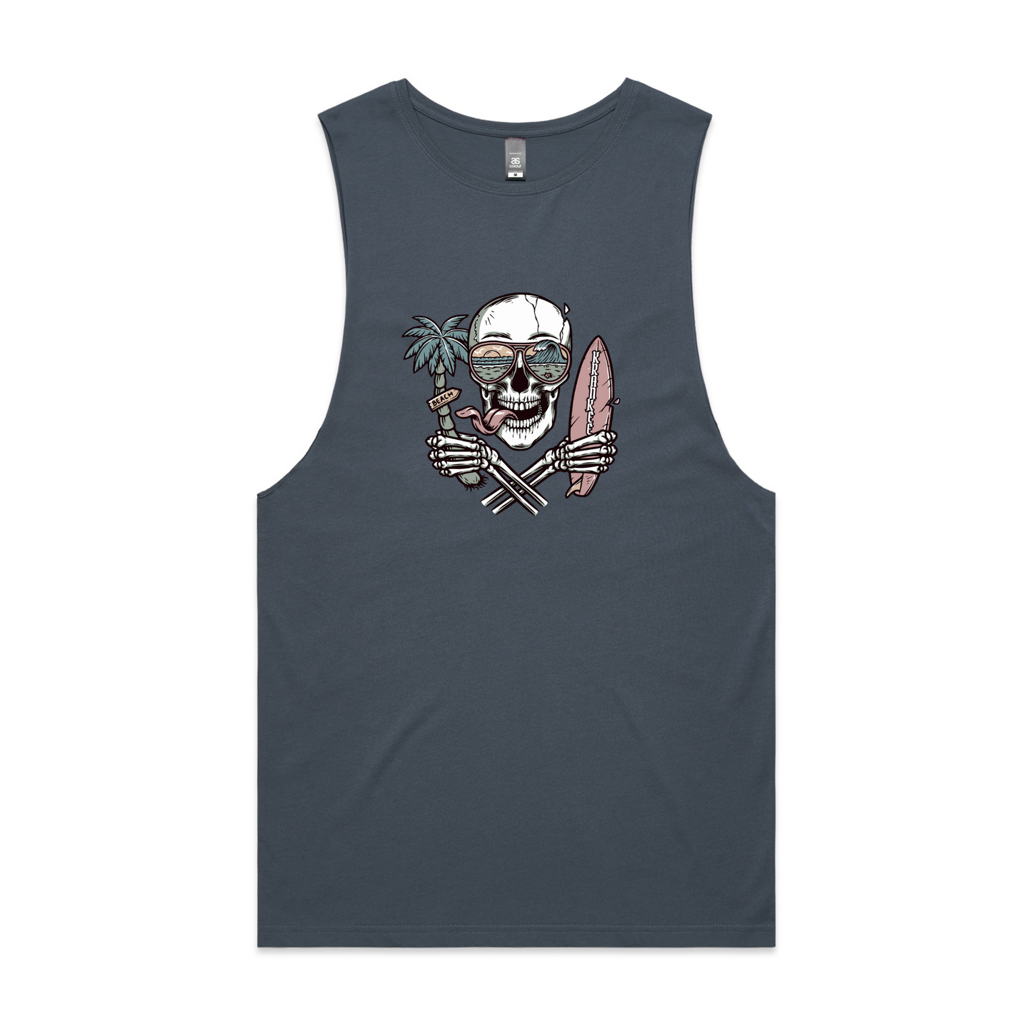 Mens Surf Skull Low Armpit Tank