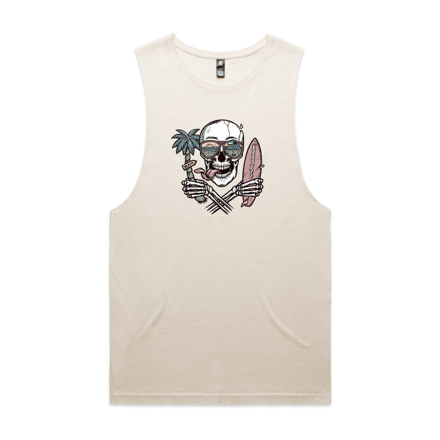 Mens Surf Skull Low Armpit Tank