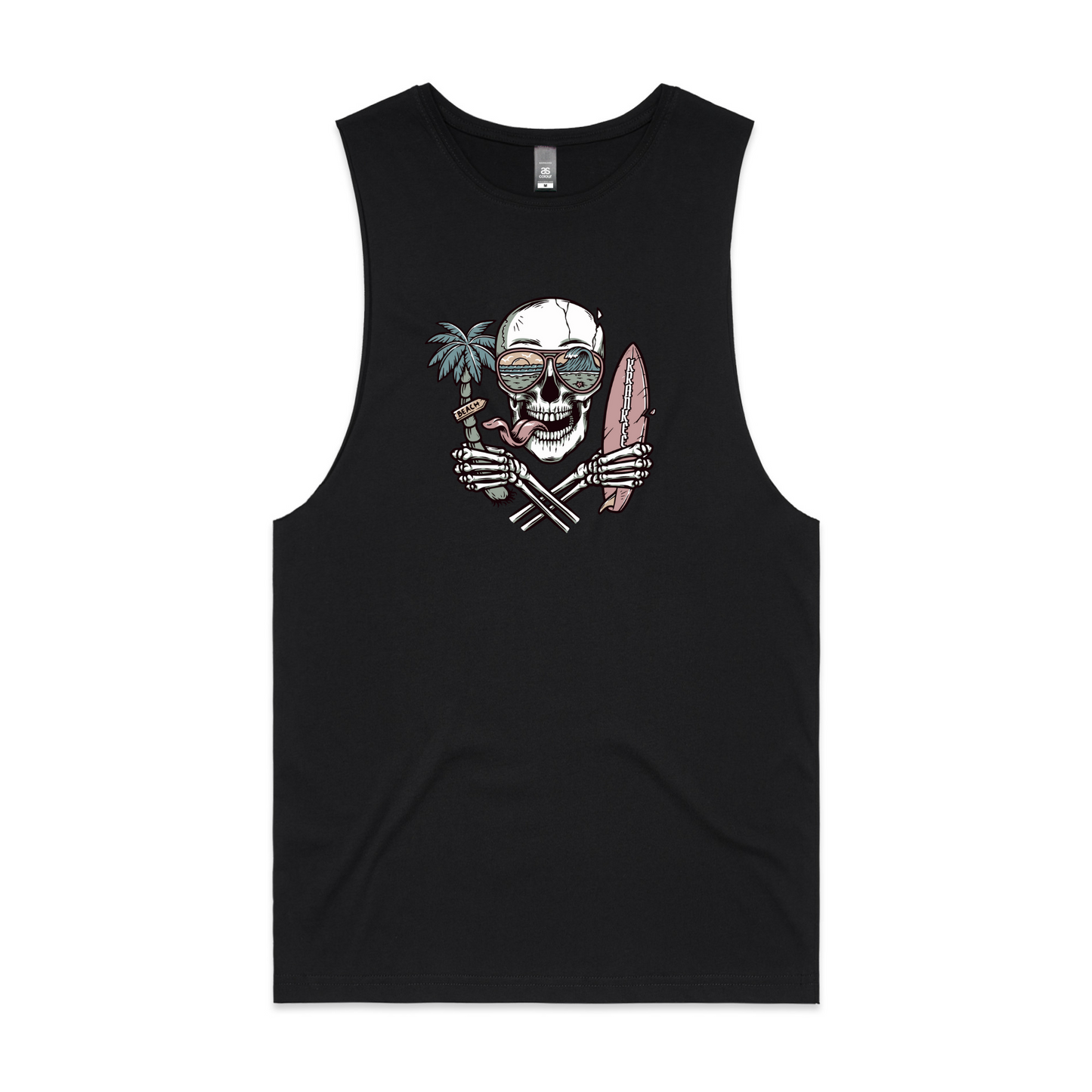 Mens Surf Skull Low Armpit Tank