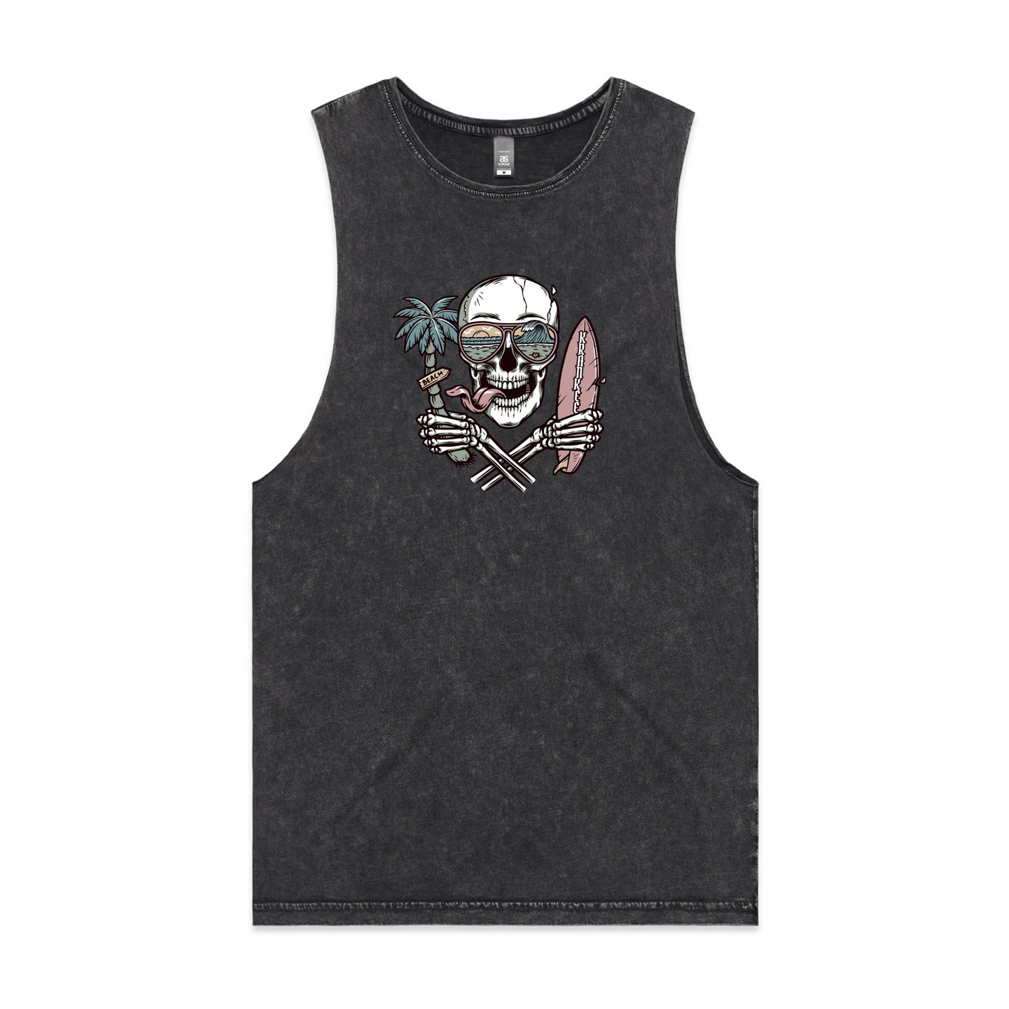 Mens Surf Skull Low Armpit Tank