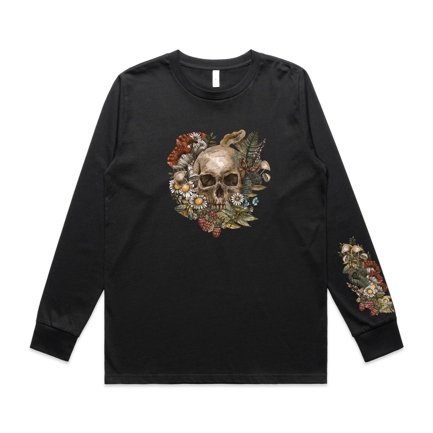 Womens Wild Flora Skull Long Sleeve