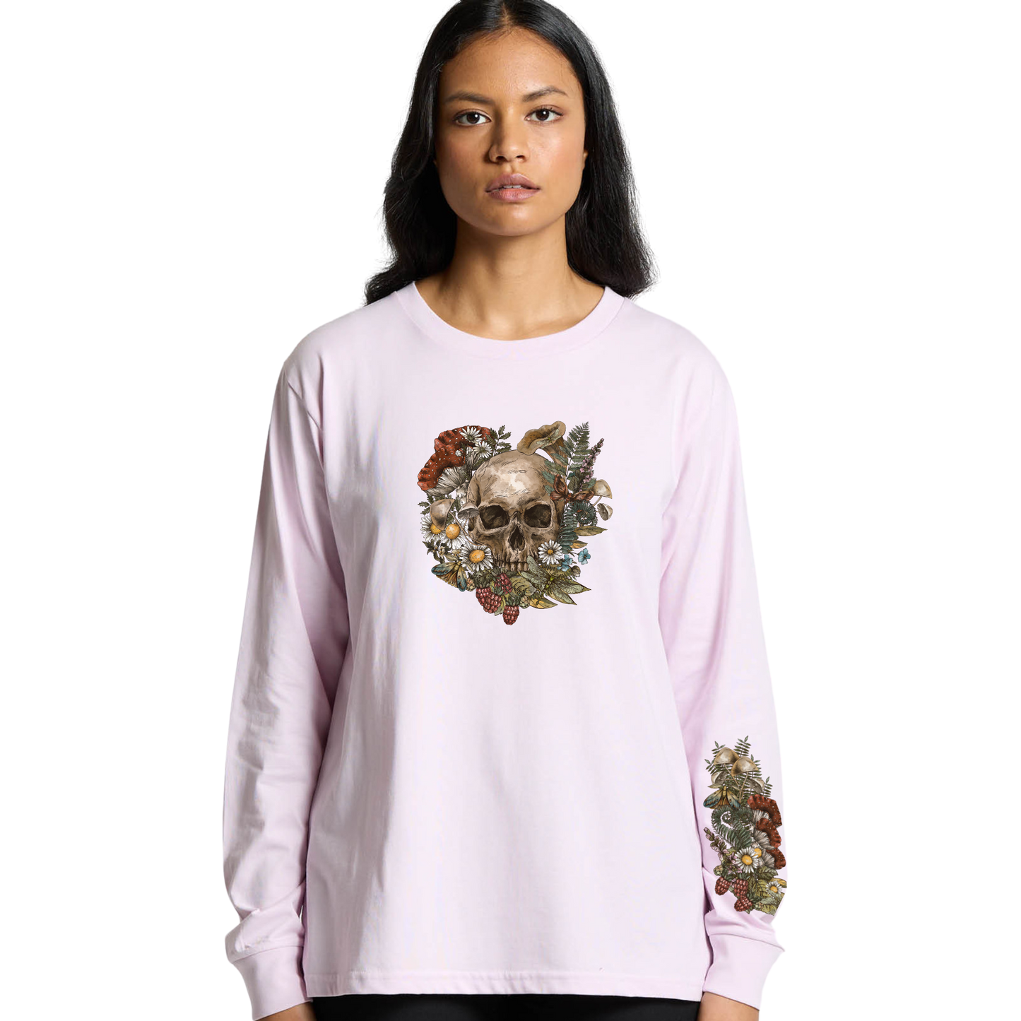 Womens Wild Flora Skull Long Sleeve