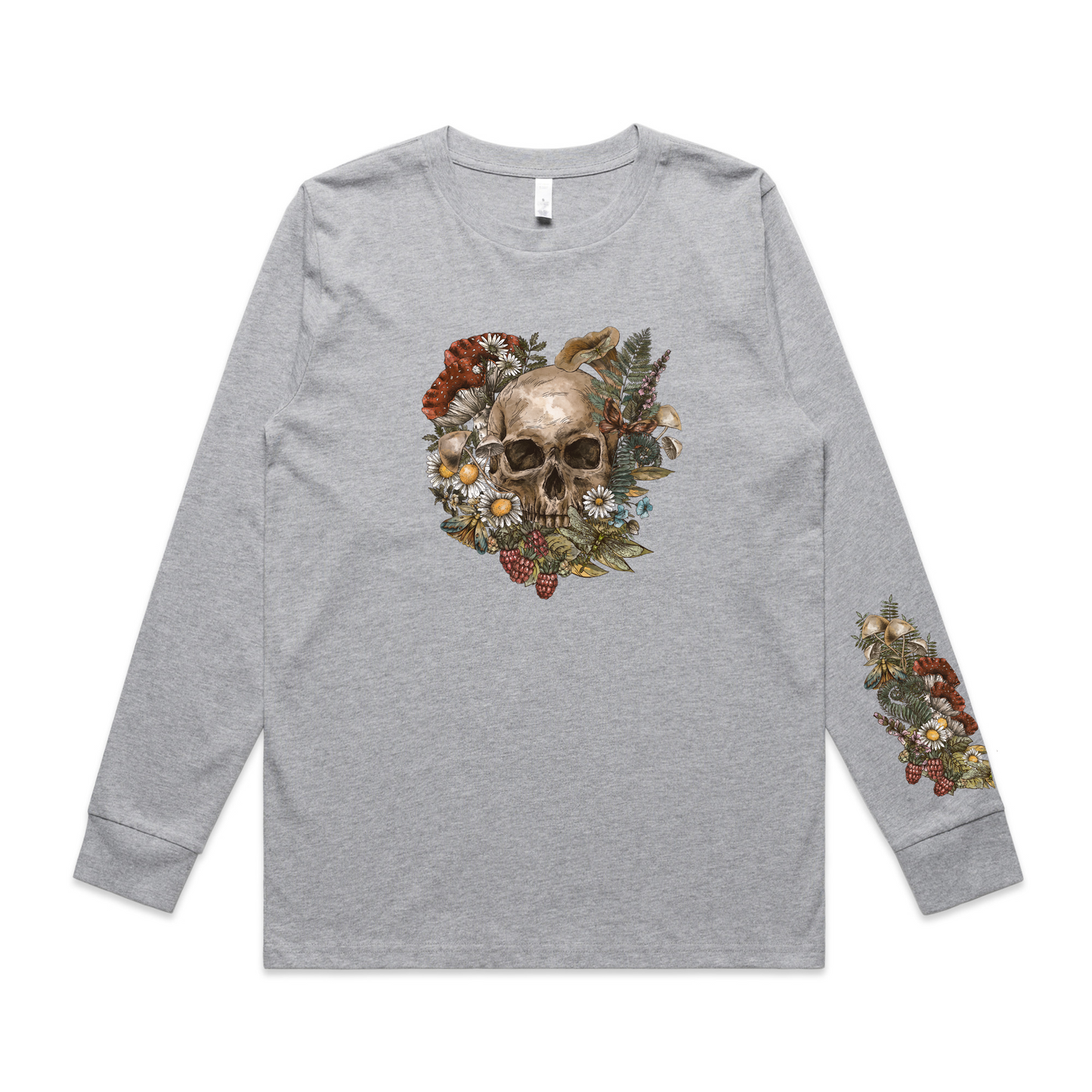 Womens Wild Flora Skull Long Sleeve