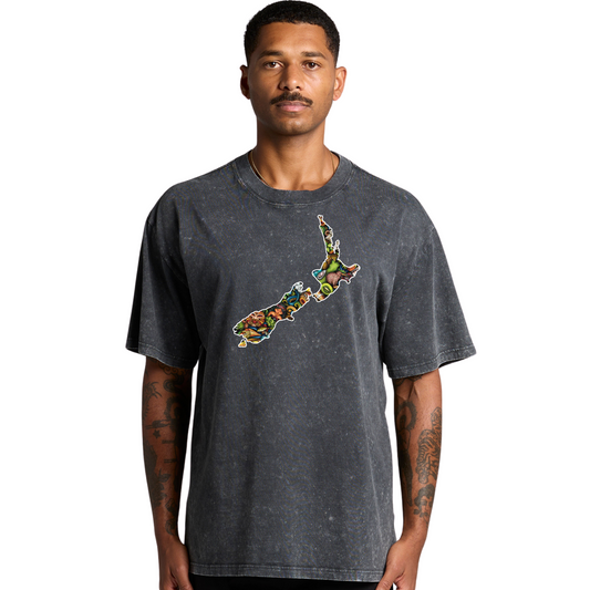 Mens NZ Map Collage Heavy Tee