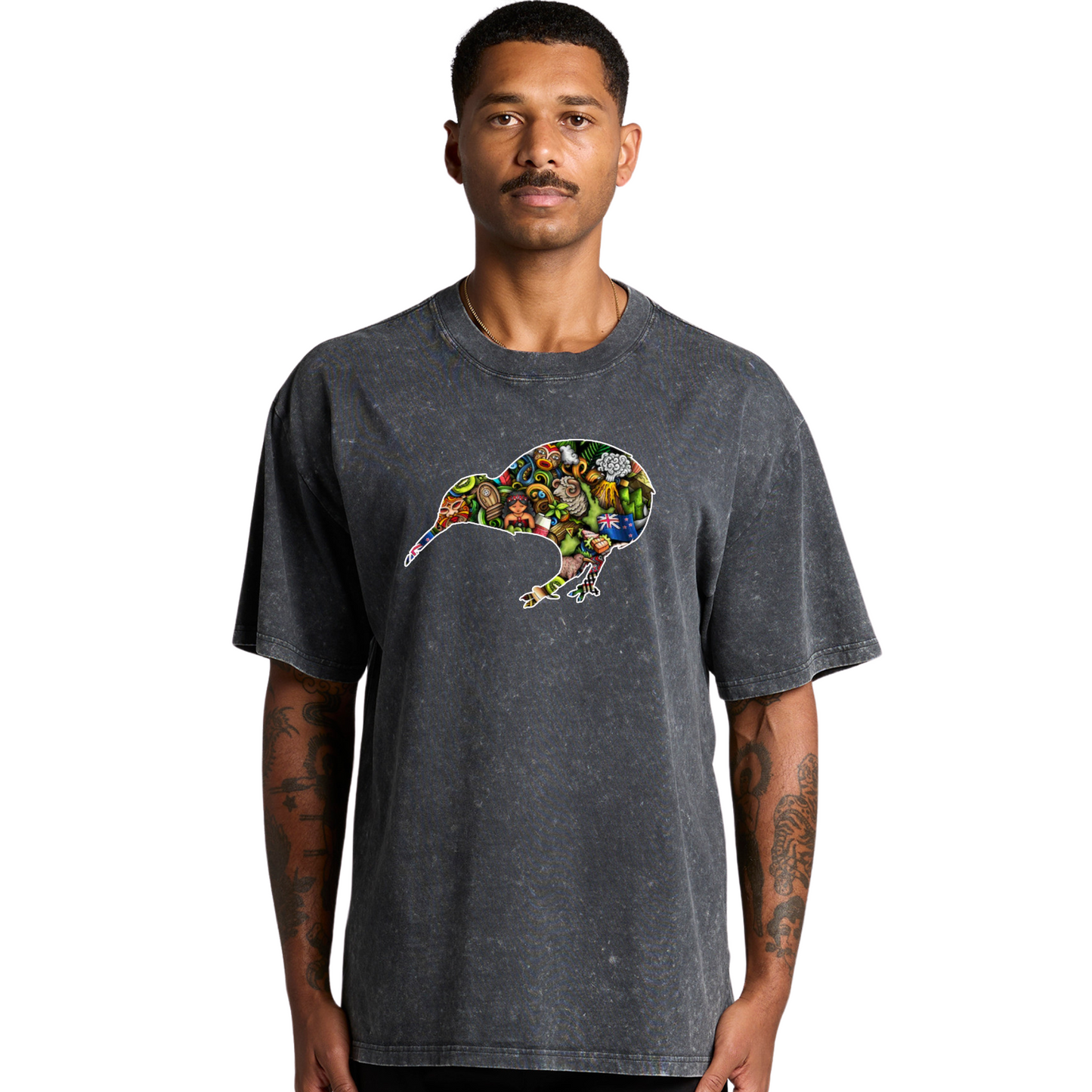 Mens Kiwi Collage Heavy Tee