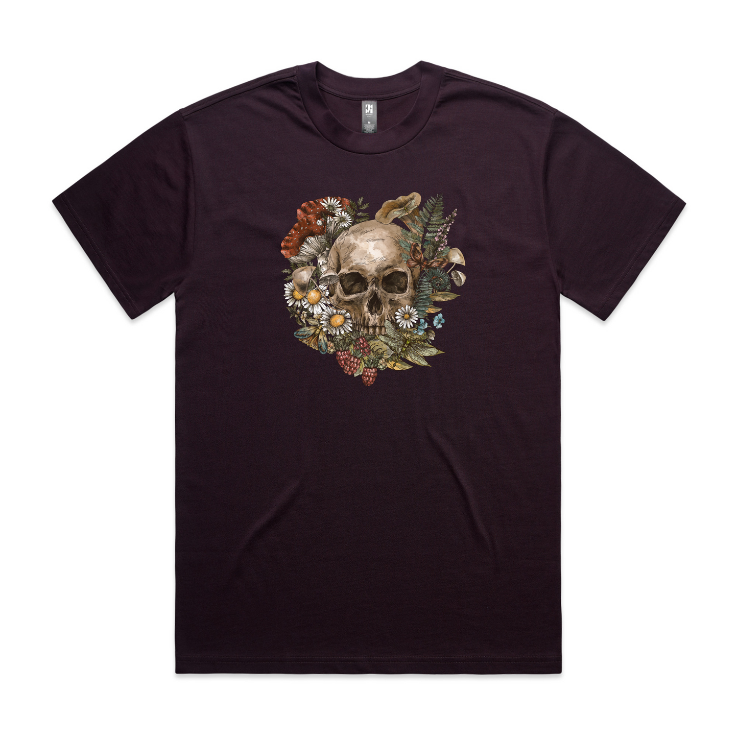 Mens Wild Flora Skull Heavy Tee