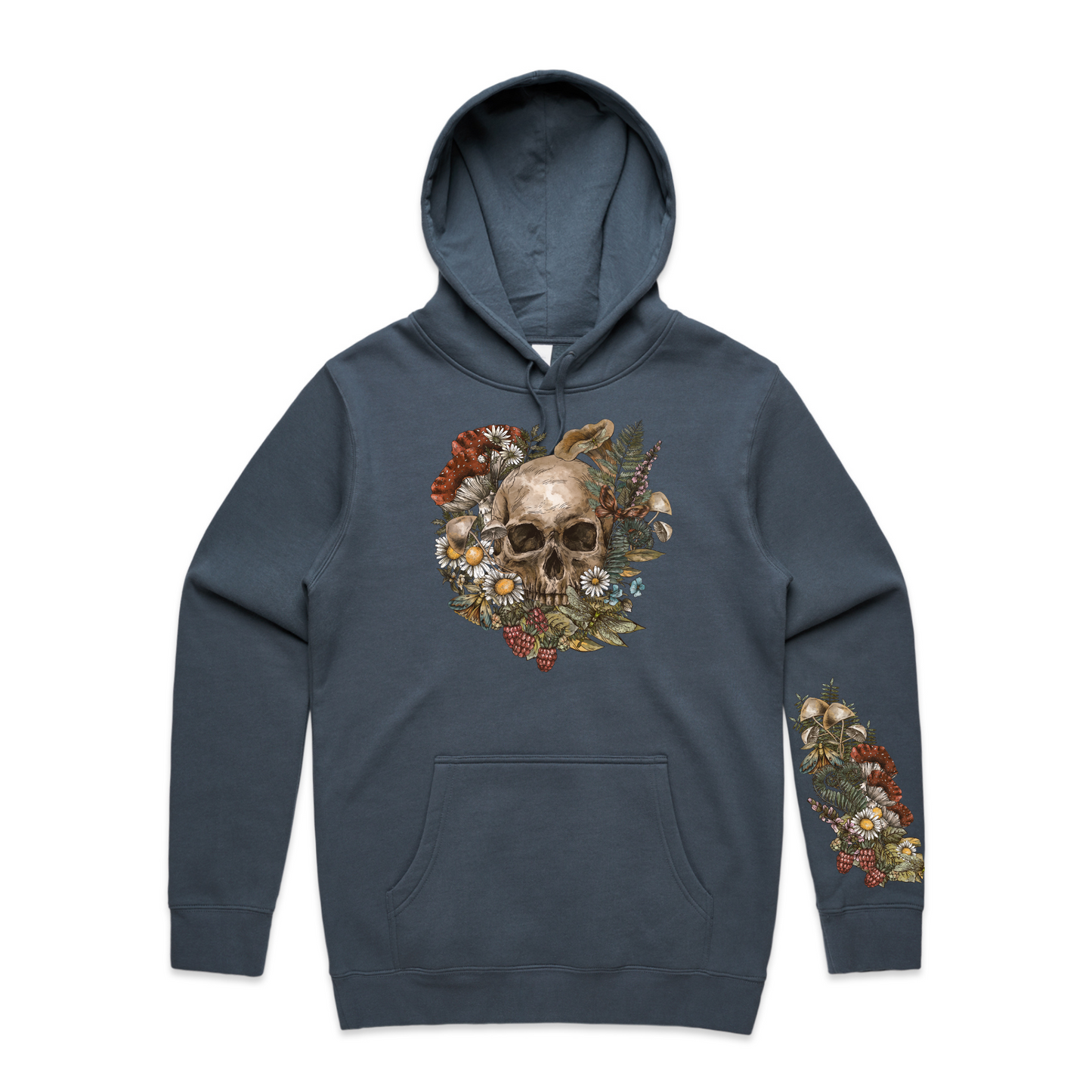 Mens Wild Flora Skull Hoodie