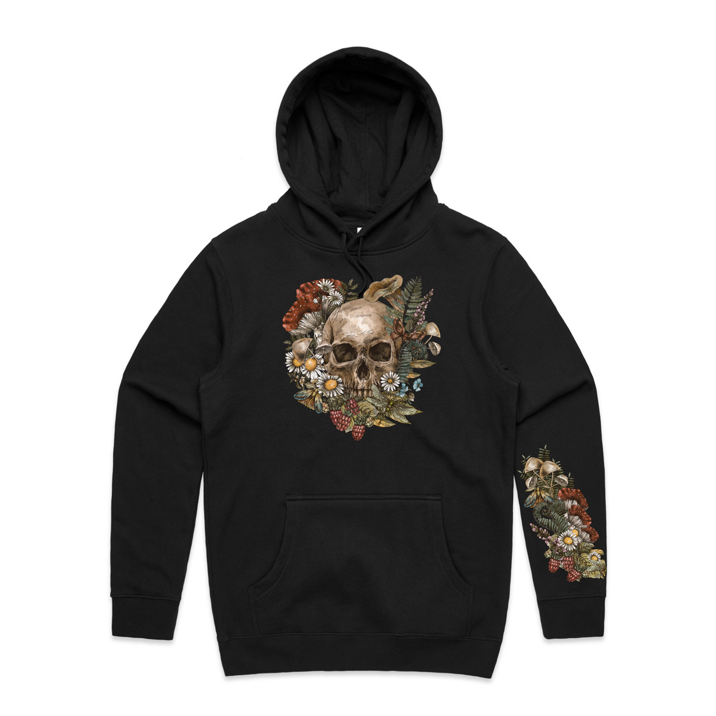Mens Wild Flora Skull Hoodie