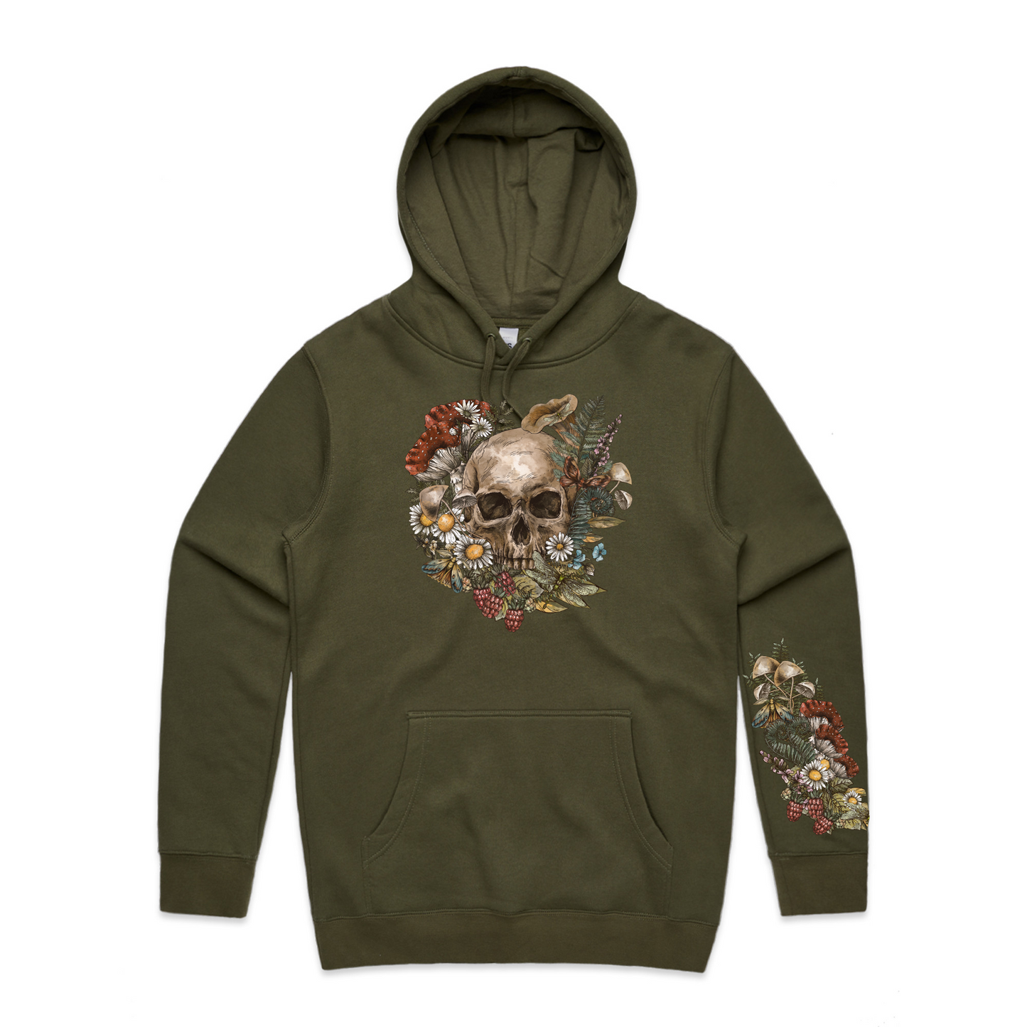 Mens Wild Flora Skull Hoodie