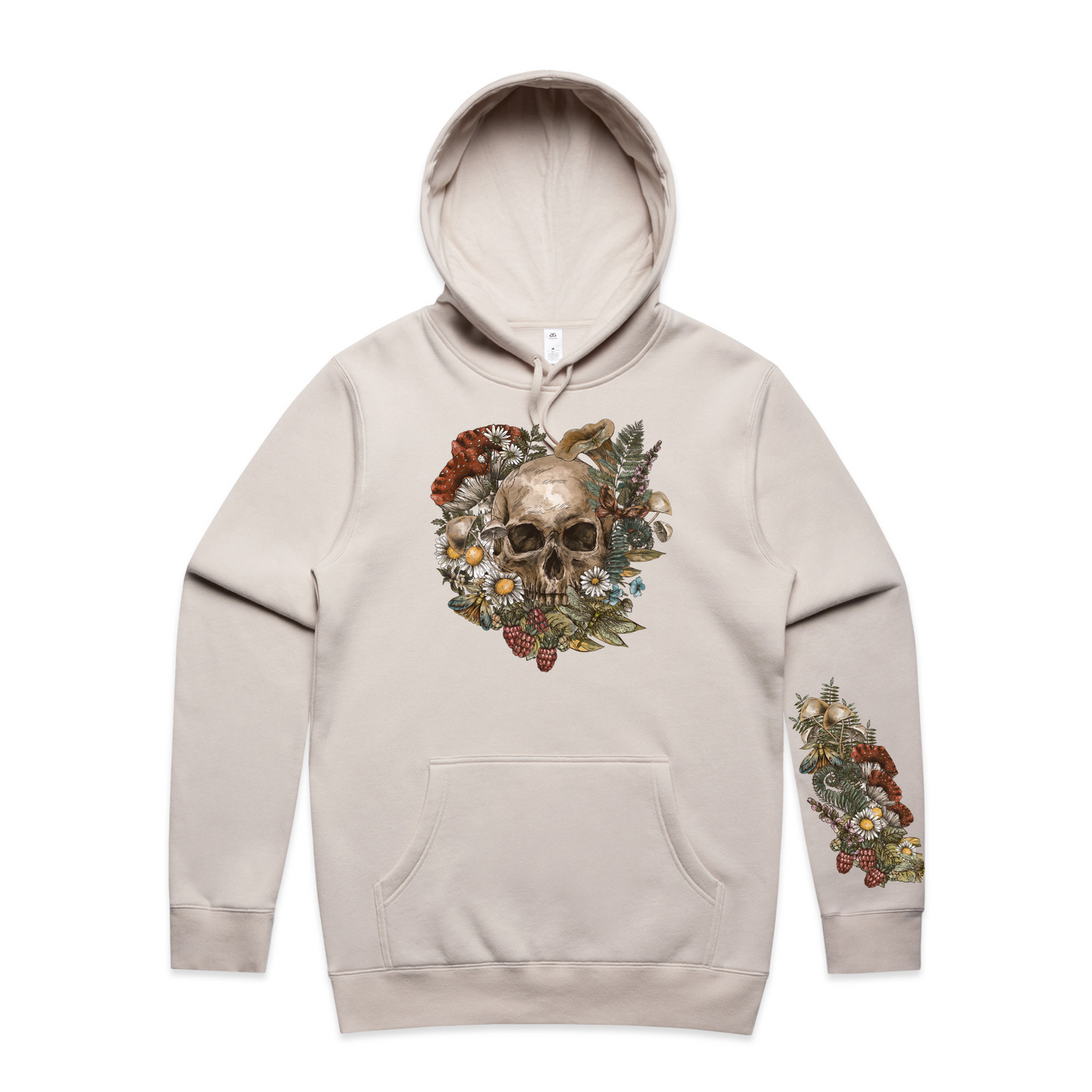 Mens Wild Flora Skull Hoodie