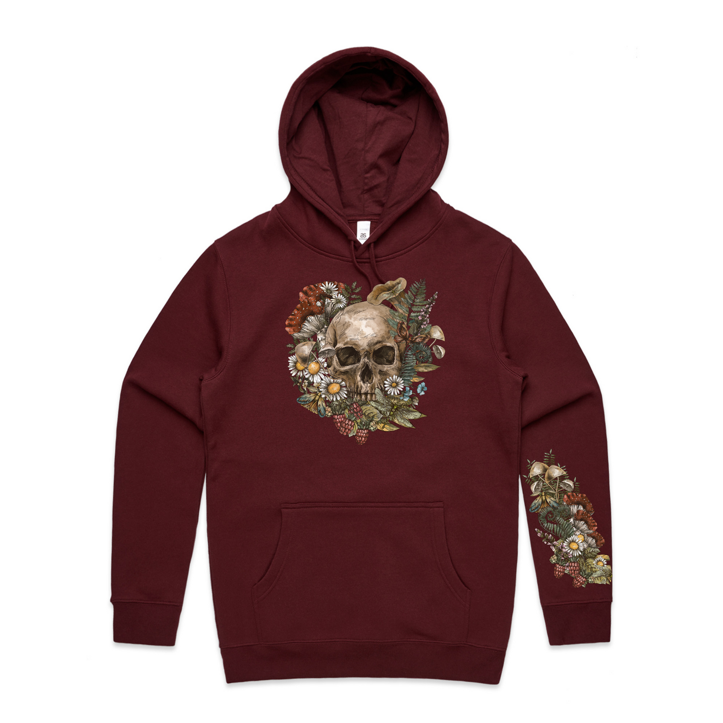 Mens Wild Flora Skull Hoodie