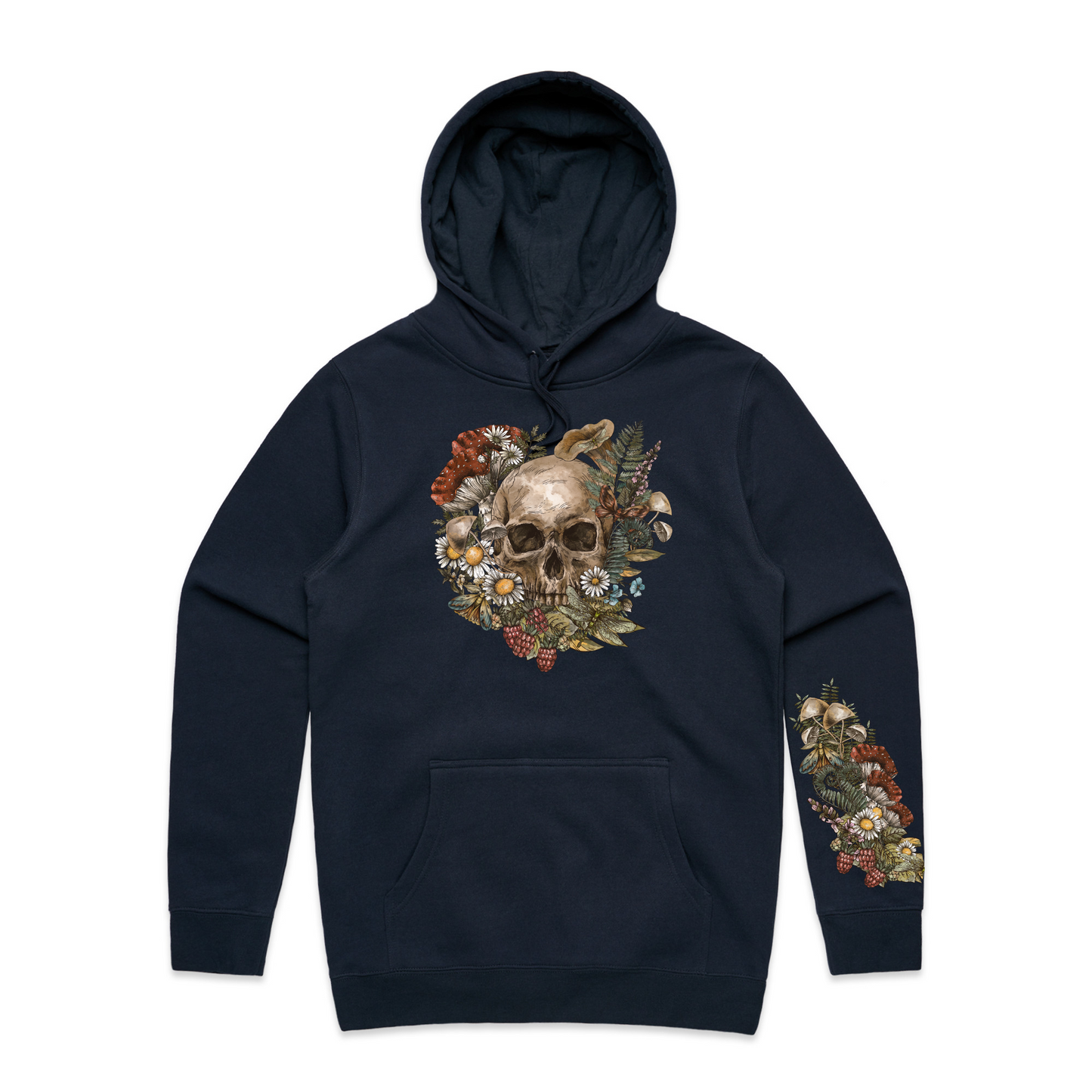 Mens Wild Flora Skull Hoodie