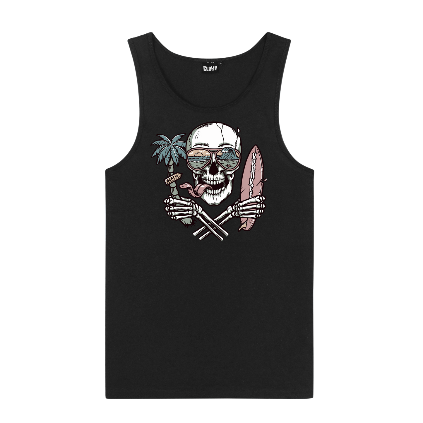 Mens Surf Skull Singlet