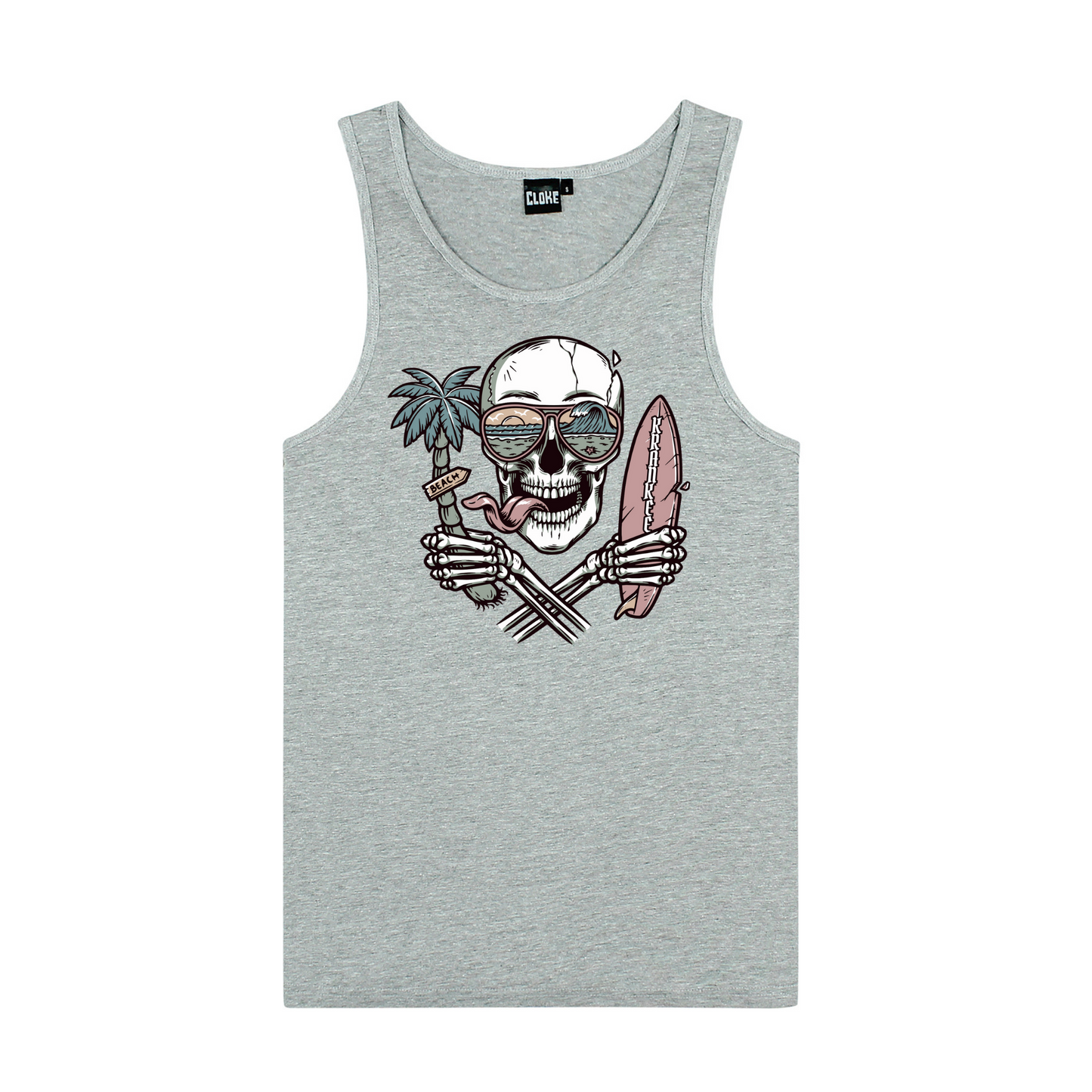 Mens Surf Skull Singlet