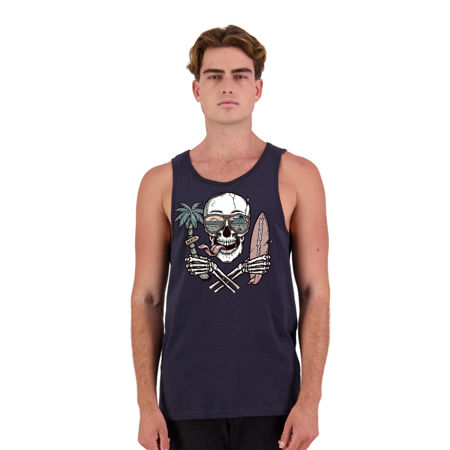 Mens Surf Skull Singlet