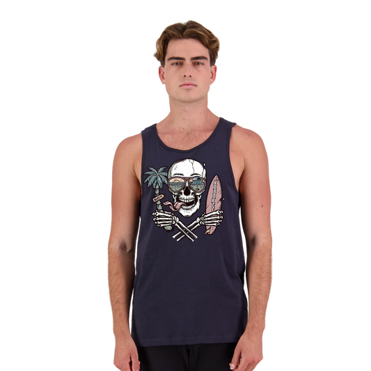 Mens Surf Skull Singlet