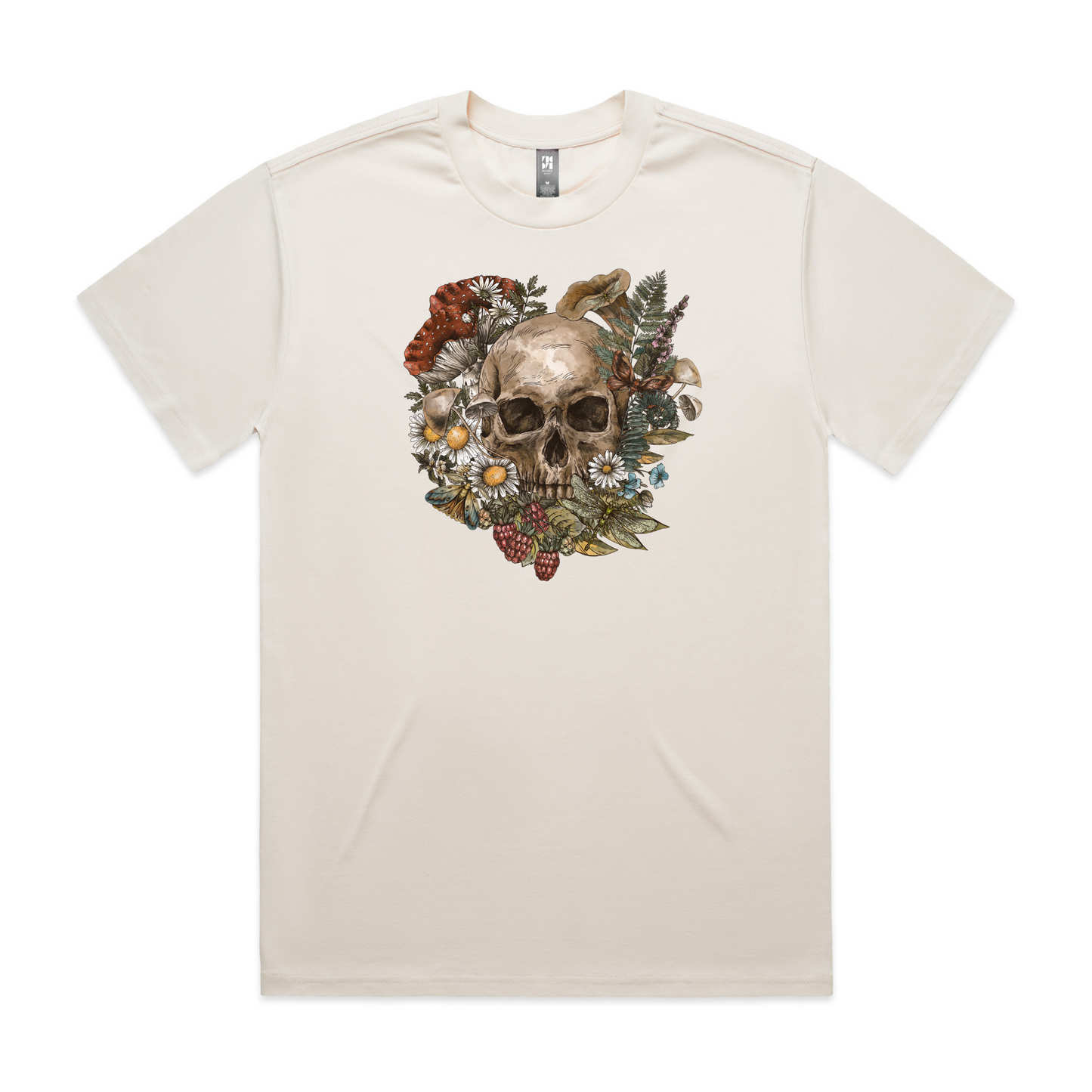 Mens Wild Flora Skull Heavy Tee