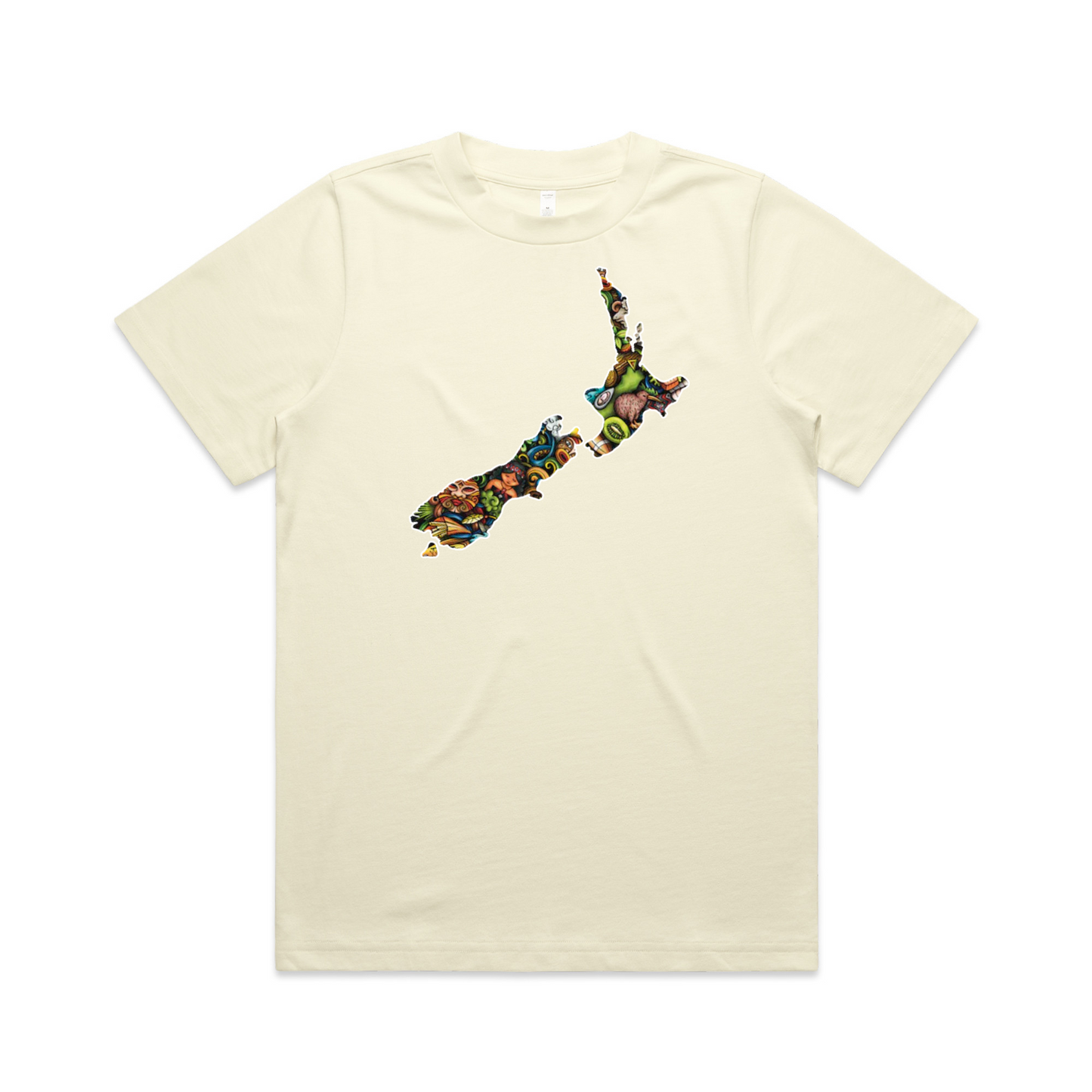 Womens NZ Map Collage Heavy Tee