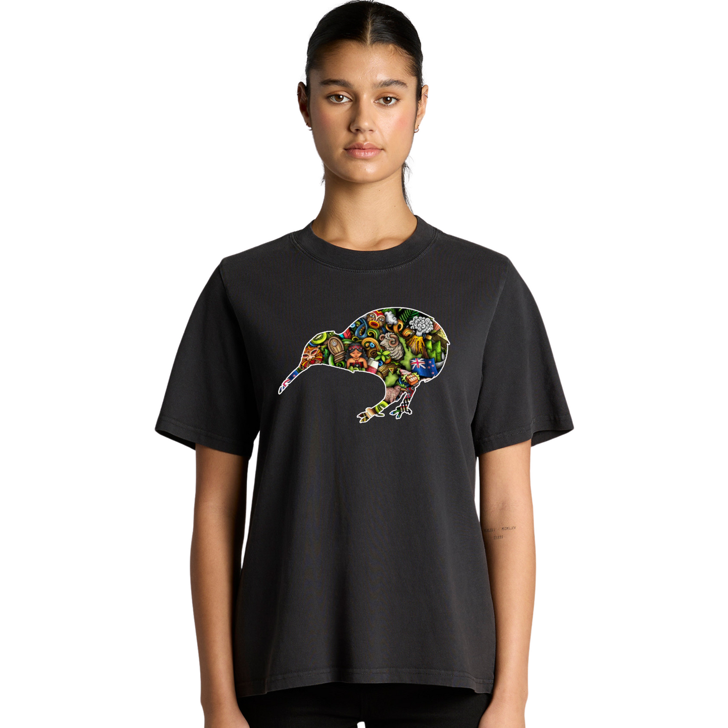Womens Kiwi Collage Heavy Tee