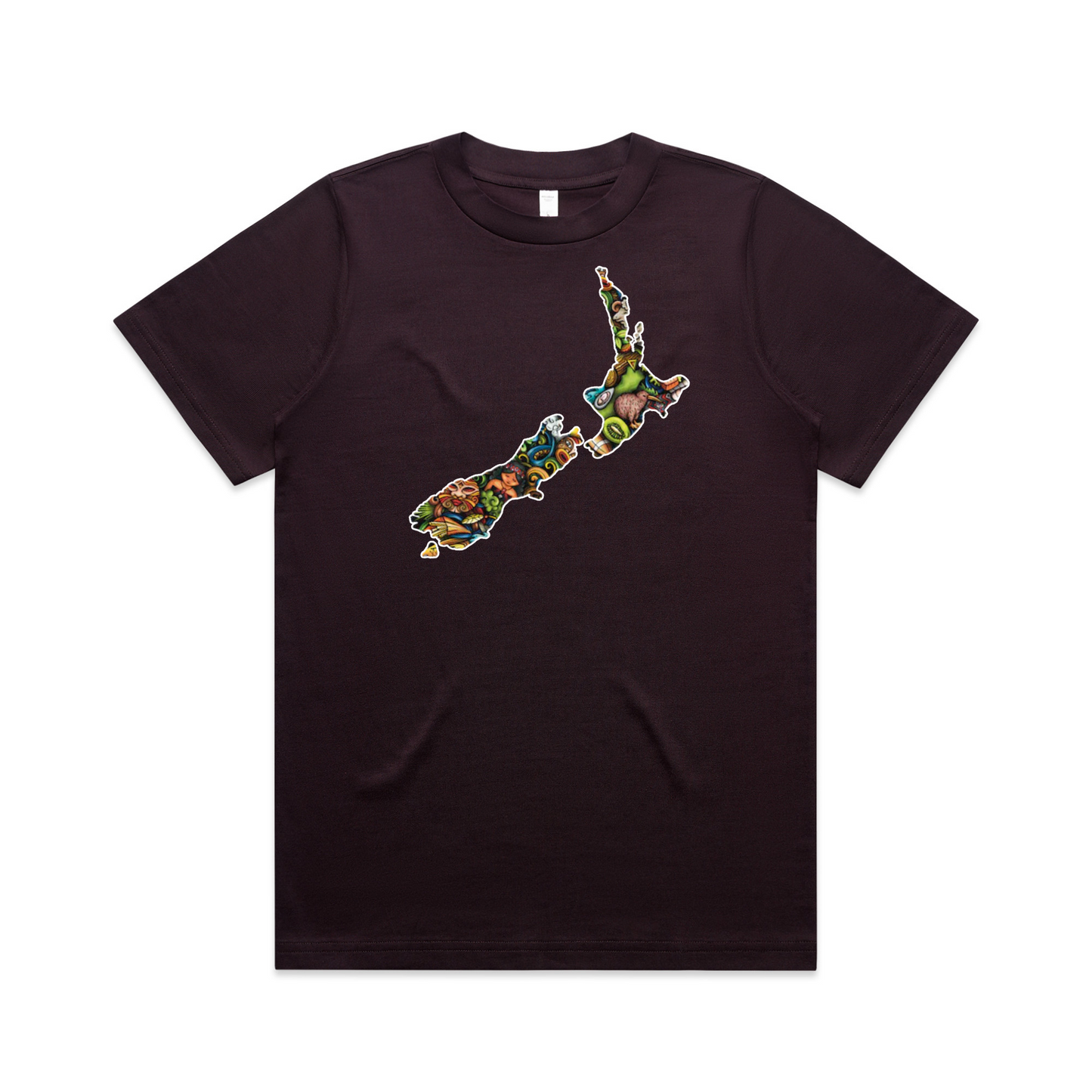 Womens NZ Map Collage Heavy Tee