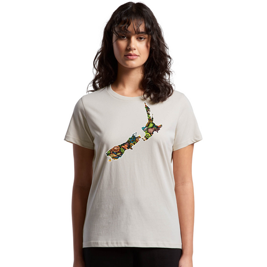 Womens NZ Map Collage Tee