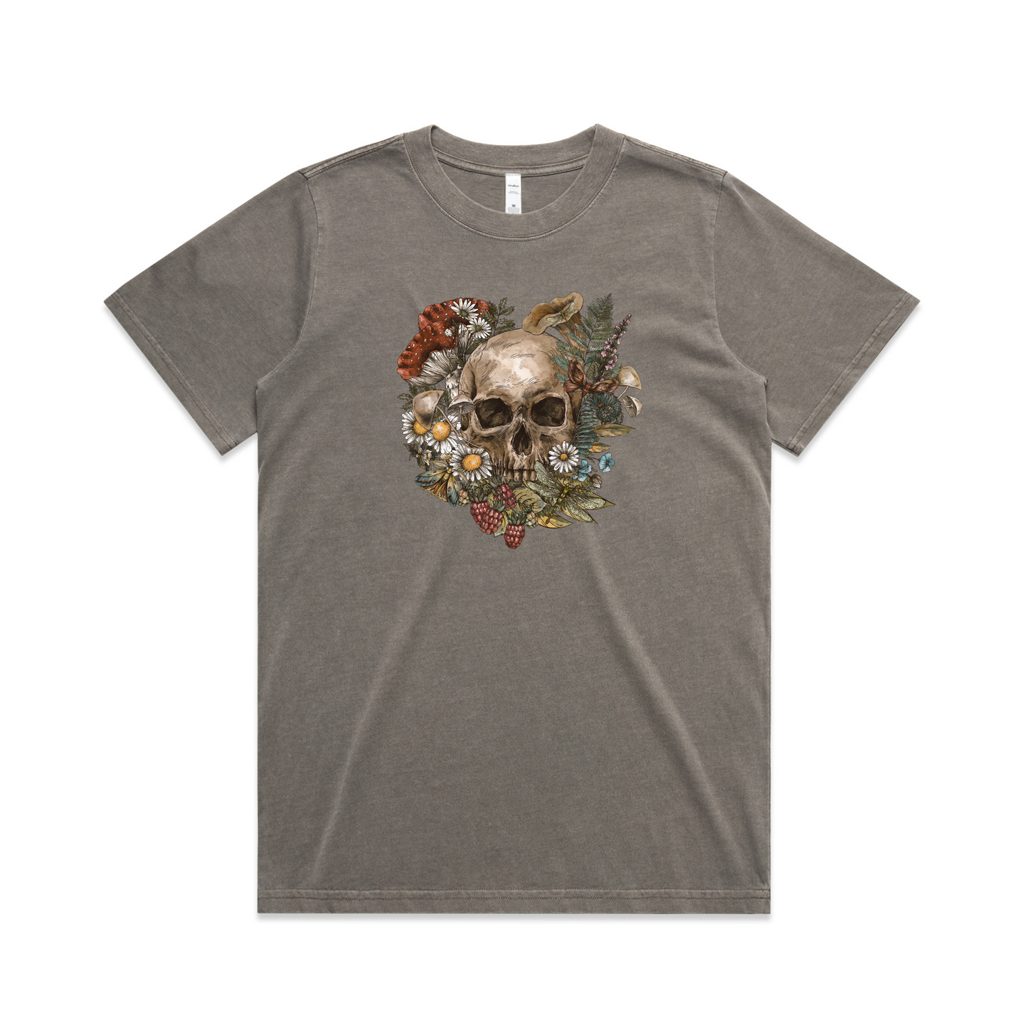 Womens Wild Flora Skull Heavy Tee