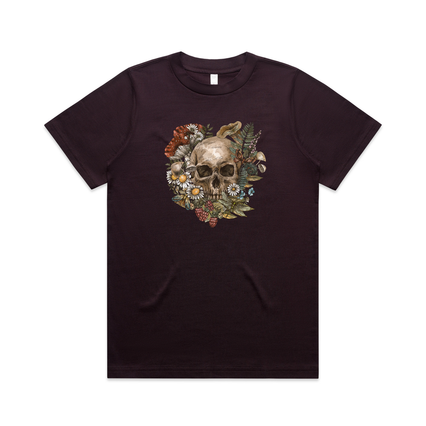 Womens Wild Flora Skull Heavy Tee